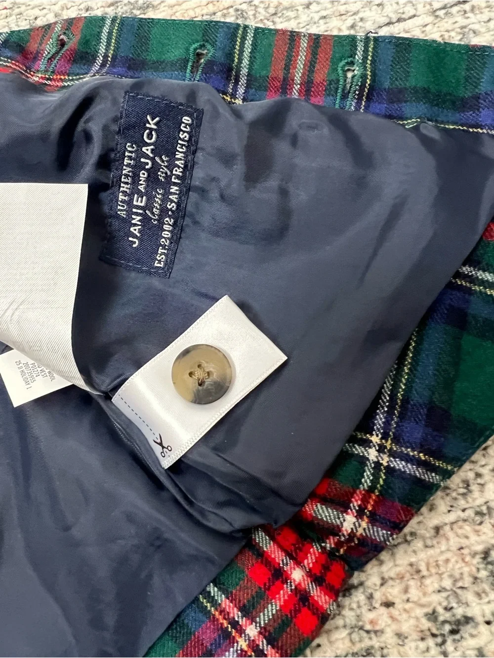 Janie & Jack Plaid 100% Wool Vest Boys 2T